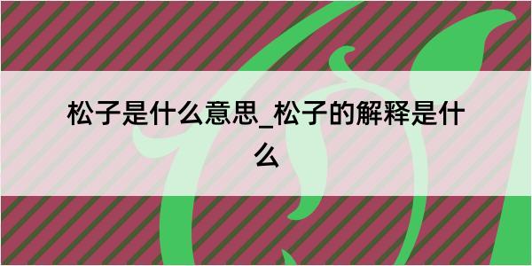 松子是什么意思_松子的解释是什么