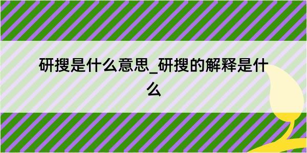 研搜是什么意思_研搜的解释是什么