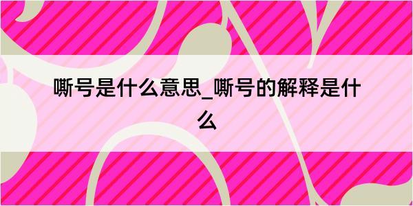 嘶号是什么意思_嘶号的解释是什么