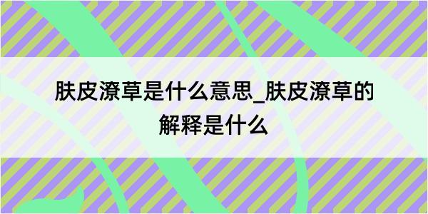 肤皮潦草是什么意思_肤皮潦草的解释是什么