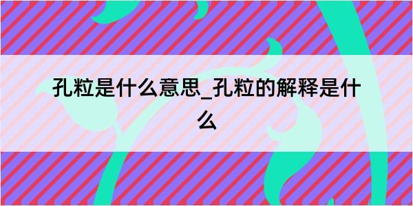 孔粒是什么意思_孔粒的解释是什么