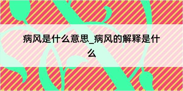 病风是什么意思_病风的解释是什么