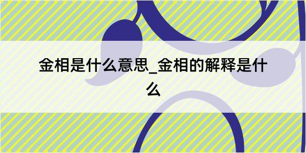 金相是什么意思_金相的解释是什么