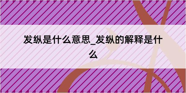 发纵是什么意思_发纵的解释是什么