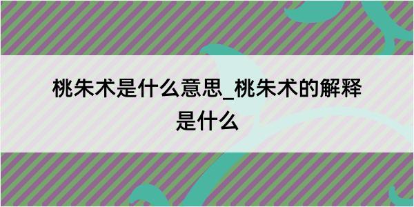 桃朱术是什么意思_桃朱术的解释是什么