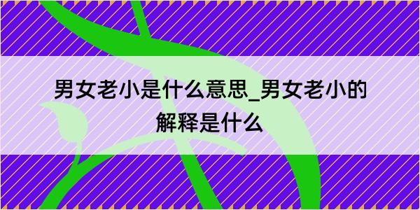 男女老小是什么意思_男女老小的解释是什么