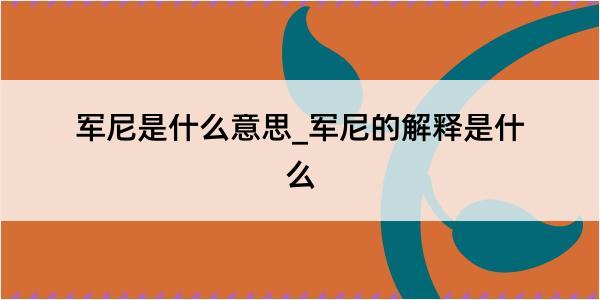 军尼是什么意思_军尼的解释是什么