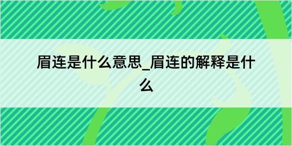 眉连是什么意思_眉连的解释是什么