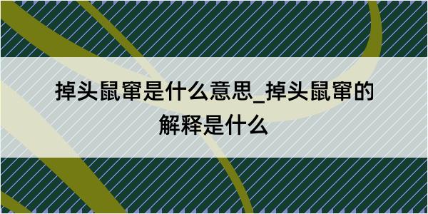 掉头鼠窜是什么意思_掉头鼠窜的解释是什么