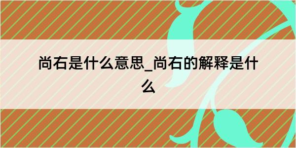 尚右是什么意思_尚右的解释是什么