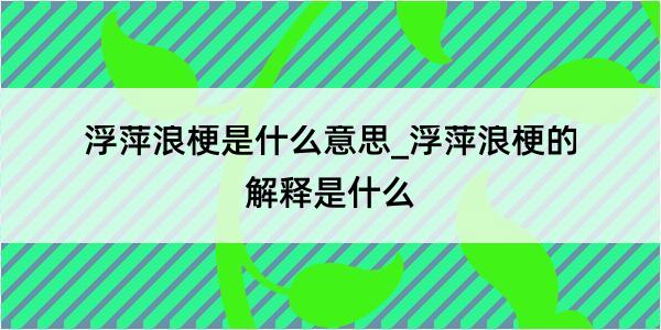 浮萍浪梗是什么意思_浮萍浪梗的解释是什么