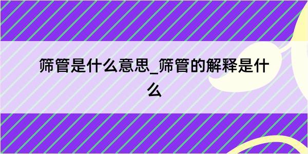 筛管是什么意思_筛管的解释是什么