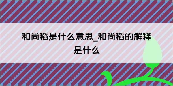 和尚稻是什么意思_和尚稻的解释是什么