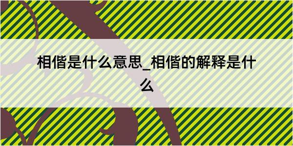 相偕是什么意思_相偕的解释是什么