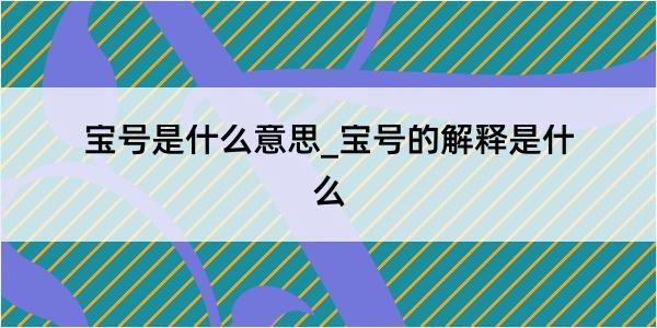 宝号是什么意思_宝号的解释是什么