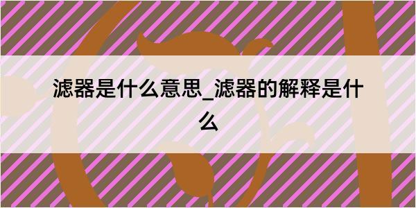 滤器是什么意思_滤器的解释是什么