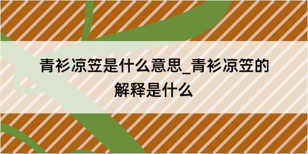 青衫凉笠是什么意思_青衫凉笠的解释是什么