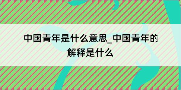 中国青年是什么意思_中国青年的解释是什么