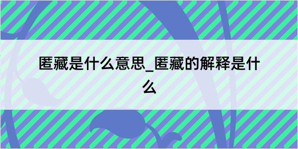 匿藏是什么意思_匿藏的解释是什么