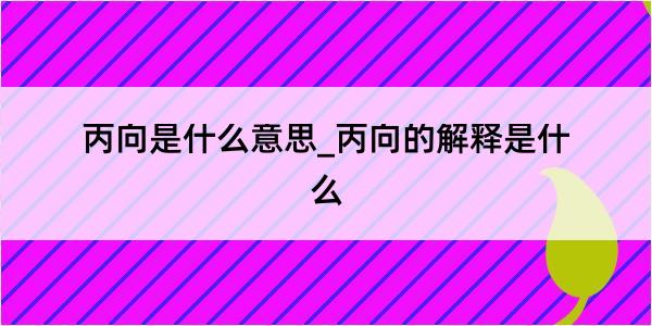 丙向是什么意思_丙向的解释是什么