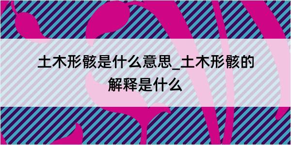 土木形骸是什么意思_土木形骸的解释是什么