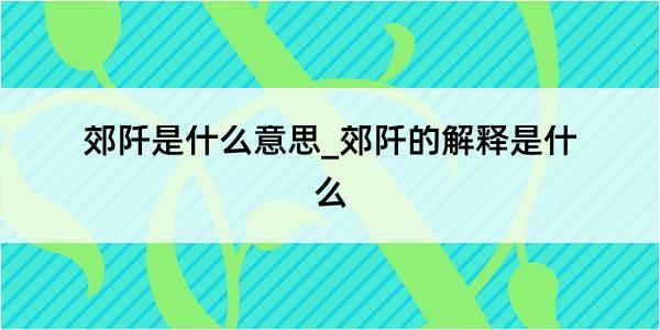 郊阡是什么意思_郊阡的解释是什么