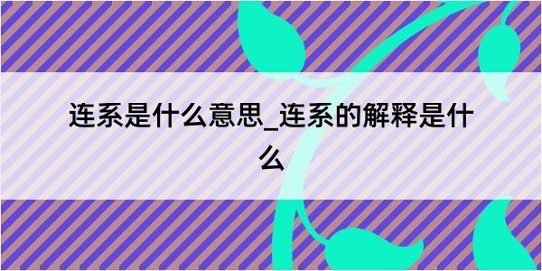 连系是什么意思_连系的解释是什么