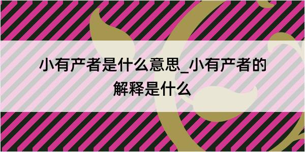 小有产者是什么意思_小有产者的解释是什么