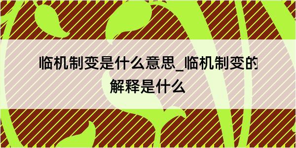 临机制变是什么意思_临机制变的解释是什么