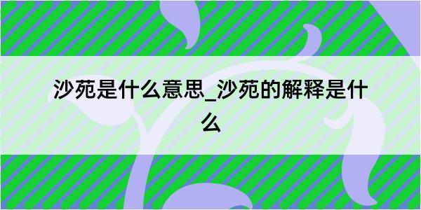 沙苑是什么意思_沙苑的解释是什么