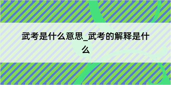 武考是什么意思_武考的解释是什么