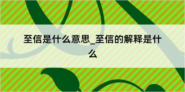 至信是什么意思_至信的解释是什么