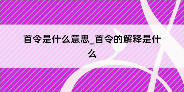 首令是什么意思_首令的解释是什么