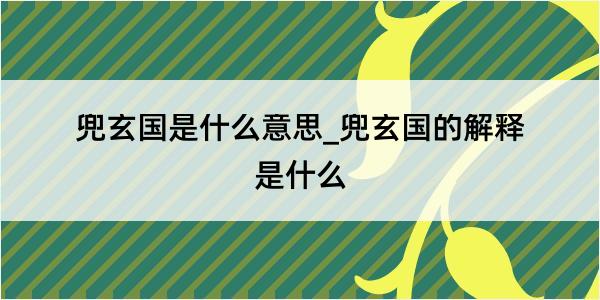 兜玄国是什么意思_兜玄国的解释是什么