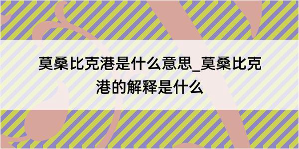 莫桑比克港是什么意思_莫桑比克港的解释是什么