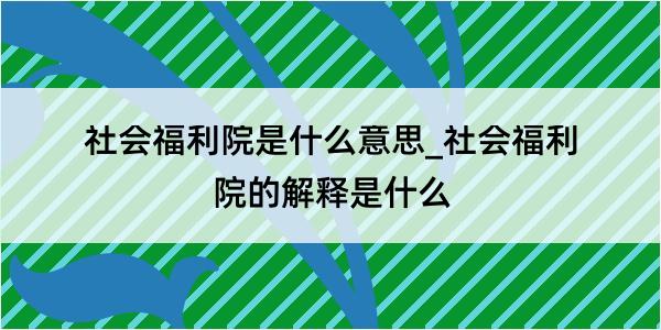 社会福利院是什么意思_社会福利院的解释是什么