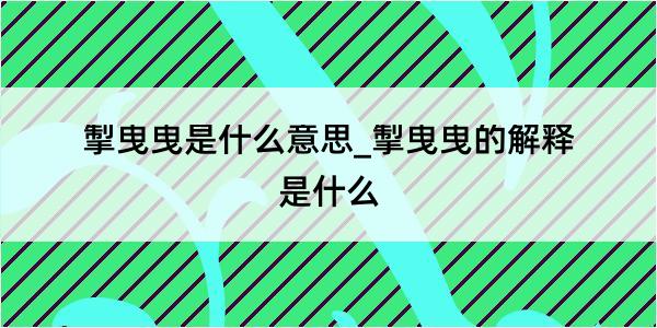 掣曳曳是什么意思_掣曳曳的解释是什么