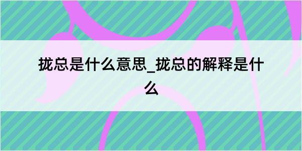 拢总是什么意思_拢总的解释是什么