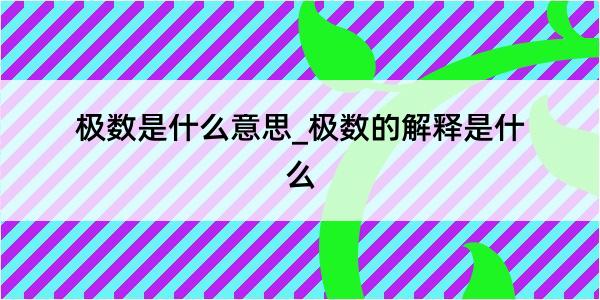 极数是什么意思_极数的解释是什么