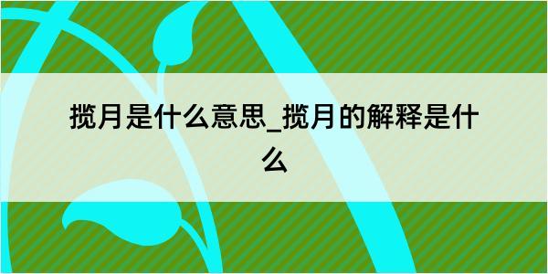 揽月是什么意思_揽月的解释是什么