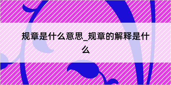 规章是什么意思_规章的解释是什么