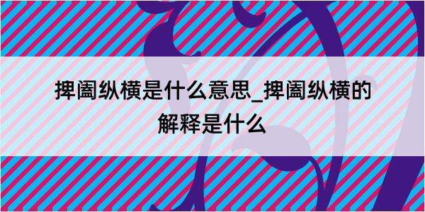 捭阖纵横是什么意思_捭阖纵横的解释是什么