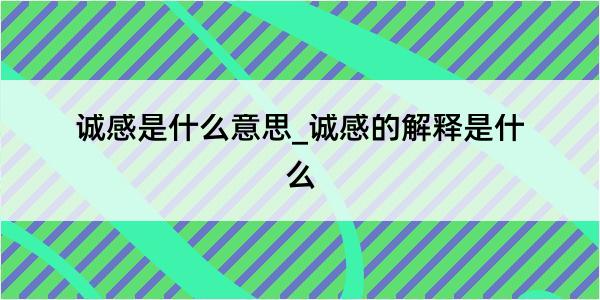 诚感是什么意思_诚感的解释是什么