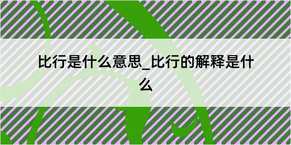 比行是什么意思_比行的解释是什么