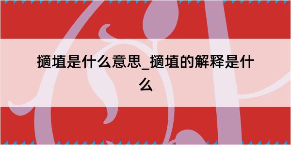 擿埴是什么意思_擿埴的解释是什么