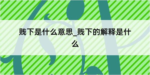 贱下是什么意思_贱下的解释是什么