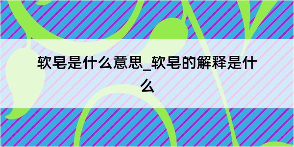 软皂是什么意思_软皂的解释是什么