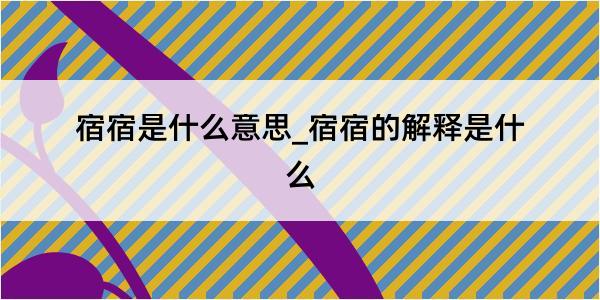 宿宿是什么意思_宿宿的解释是什么