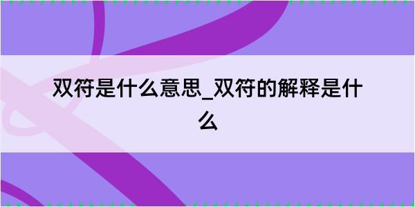 双符是什么意思_双符的解释是什么