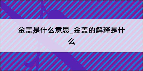 金盖是什么意思_金盖的解释是什么